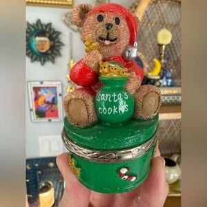 Vintage 1999 Y2K Claire’s Christmas Teddy Bear Trinket Box